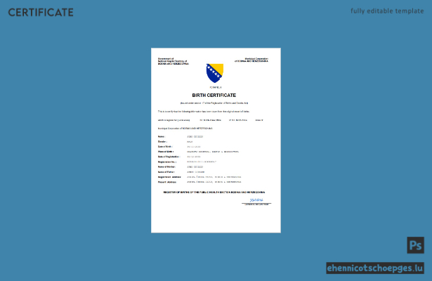 Geburtsurkunde aus Bosnien und Herzegowina (Word- und PDF-Beispiel)
